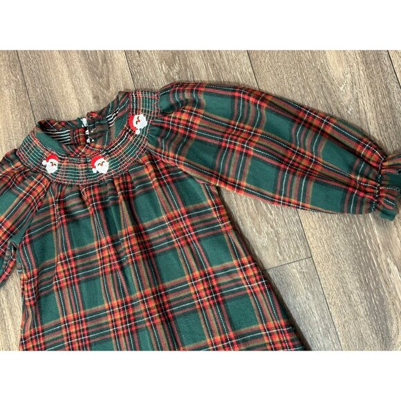 CHRISTMAS TODDLER GIRL DRESSES SIZE 4 BUNDLE 2 PLAID LONG SLEEVE SANTA EMBROIDER - Picture 5 of 9